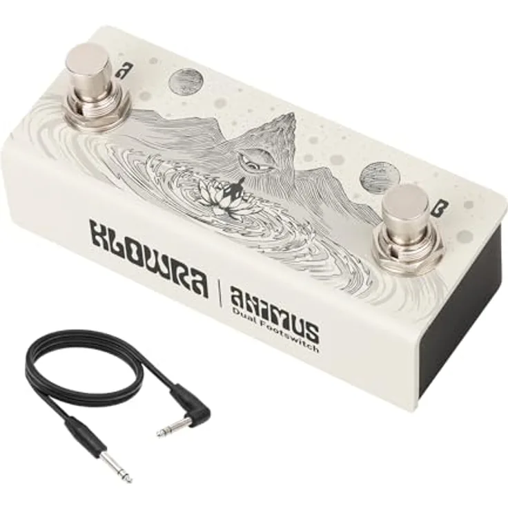 Klowra Animus Dual Footswitch, passiver Dual-Momentary-Fußschaltercontroller mit 2 TS-Outputs und TRS-Output, kompakt, inklusive 80cm TRS-Kabel