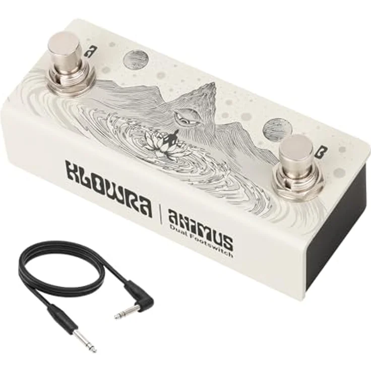 Klowra Animus Dual Footswitch, passiver Dual-Momentary-Fußschaltercontroller mit 2 TS-Outputs und TRS-Output, kompakt, inklusive 80cm TRS-Kabel – Bild 1