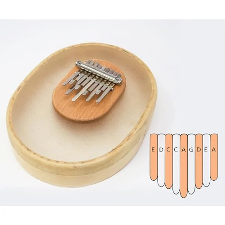 Terre Kalimba Clear Skin A-Minor, 9-töniges Percussion-Instrument mit transparentem Kalbshautrahmen, Federstahlzungen, gestimmt in A-Moll Pentatonik, made in Germany – Bild 2