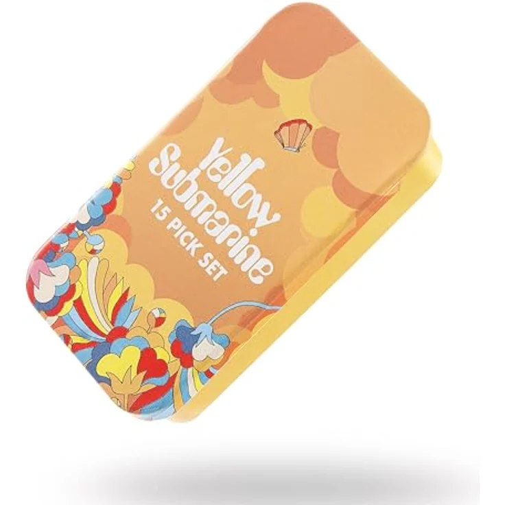 D'Addario Beatles Gitarrenplektren, Yellow Submarine Primrose Prairies, 15 Stück, Medium, hochwertiges Zelluloid mit detailliertem Kunstwerk – Bild 3