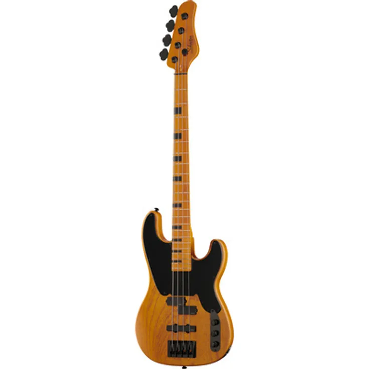 Schecter Model-T Session-4 ANS, 4-saitiger E-Bass mit Sumpfesche Korpus, Ahorn Hals, EMG Tonabnehmer und Aged Natural Satin Finish