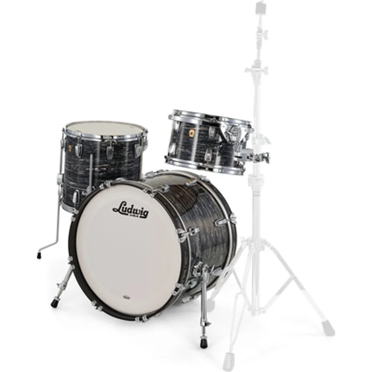Ludwig Legacy Maple Downbeat Shell Set, 20"x14" Bass Drum, Vintage Black Oyster, Made in USA