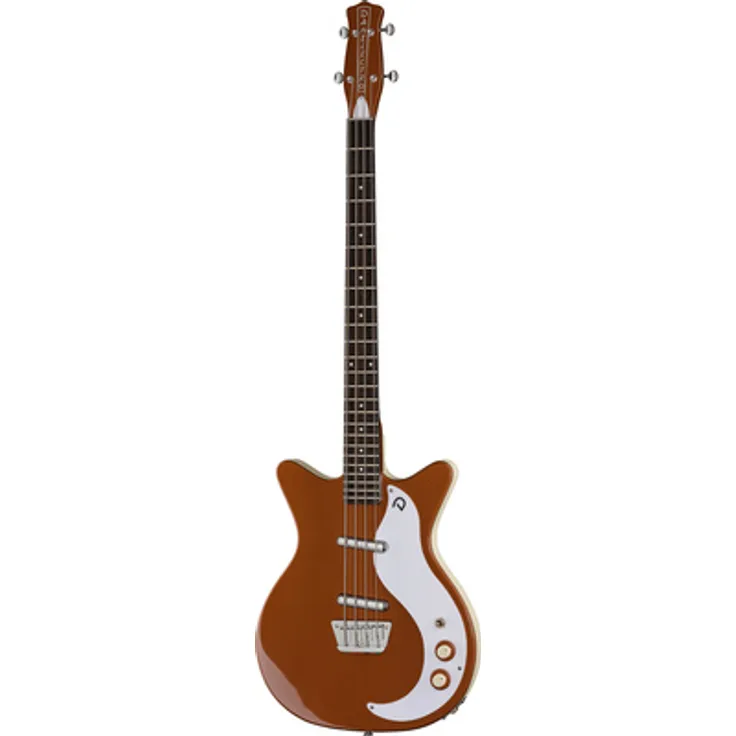 Danelectro 59DC Short Scale Bass, E-Bass mit Ahornhals und Lipstick Tonabnehmer, Copper