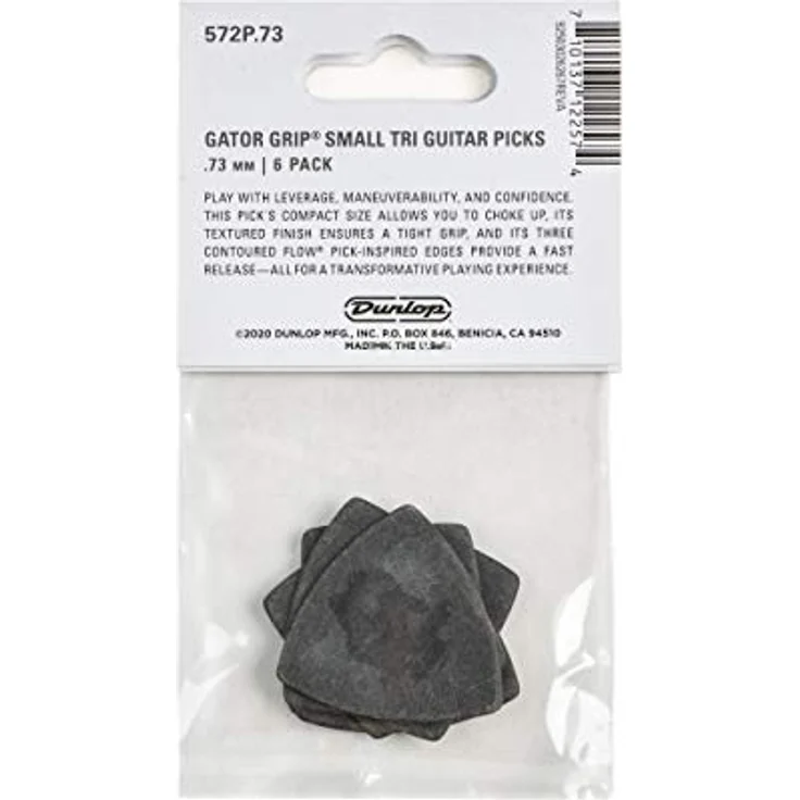Dunlop Gator Grip Pick 0.73 mm, Small Triangle Plektren Set mit rutschfester Oberfläche, 6 Stück – Bild 4