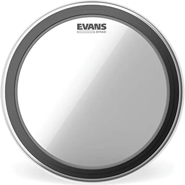 Evans 16" EMAD Clear Bass Drum Fell, einlagig mit variablen Dämpfringen für tiefen Bass und Attack