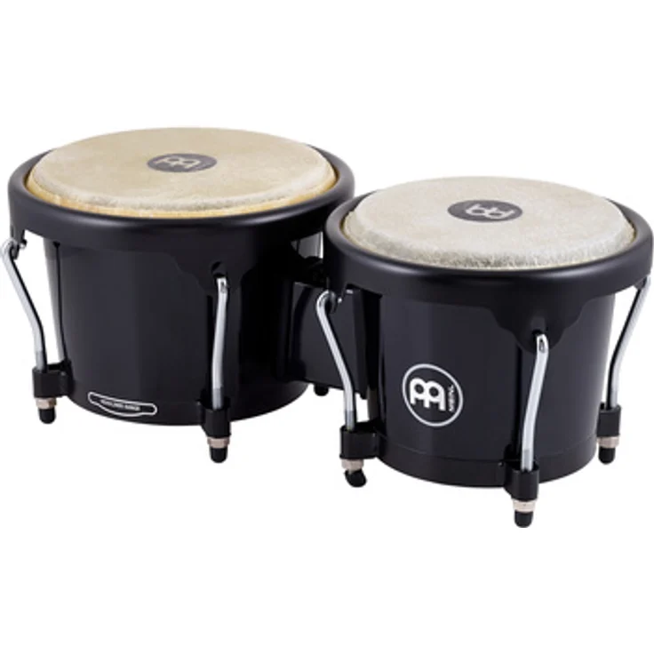 Meinl HB50BK Journey Bongos, 6,5" Macho & 7,5" Hembra, aus ABS Kunststoff, Schwarz, mit Wasserbüffelfellen und Stimmschlüssel