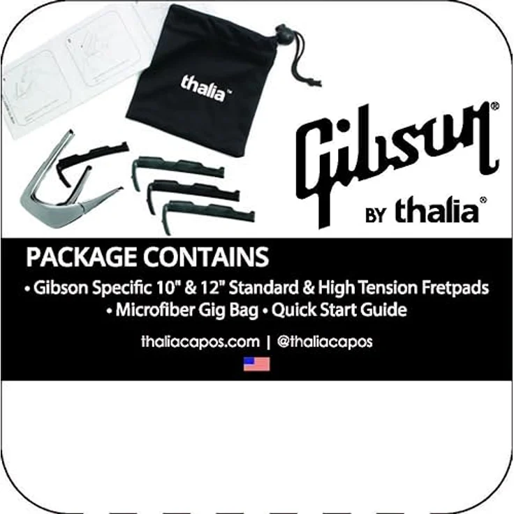 Thalia Capo Hummingbird Black/Chrome, Kapodaster mit Gibson Hummingbird Einlage, Ein-Hand-Bedienung, schwarzes Chrom-Finish – Bild 4