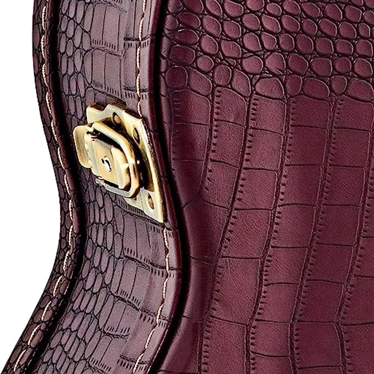 Ortega Classic Case OCCPRO, Gitarrenkoffer für klassik Gitarre, 15mm Samt Polsterung, braunes Croco Design, integriertes Hygrometer, Vintage Hardware mit Zahlenschloss – Bild 5