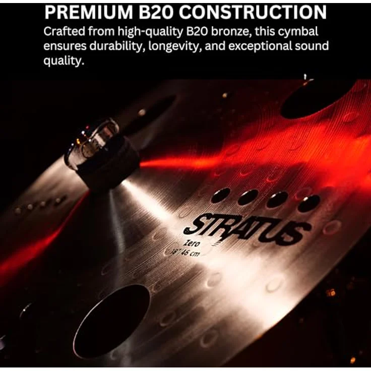 Sabian 18" Stratus Zero, Effektbecken aus B20 Bronze mit O-Zone und Aero Lochung, explosiver Klangcharakter – Bild 8