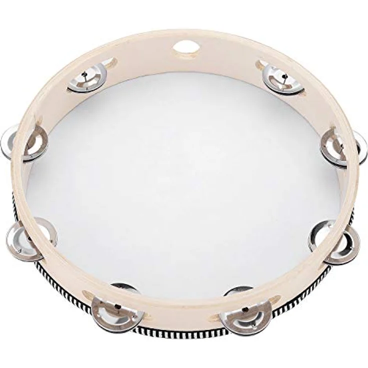 Musfunny Tamburin 25 cm, Holz Tambourine mit Metal Jingles, vielseitig einsetzbar für Erwachsene – Bild 3