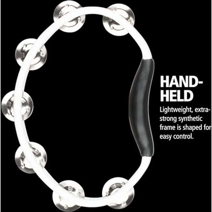 Meinl HTWH Headliner Tambourine, ABS-Kunststoffrahmen, 7 Paar Stahlschellen, einreihig, weiß, ergonomischer Griff, heller Sound – Bild 2