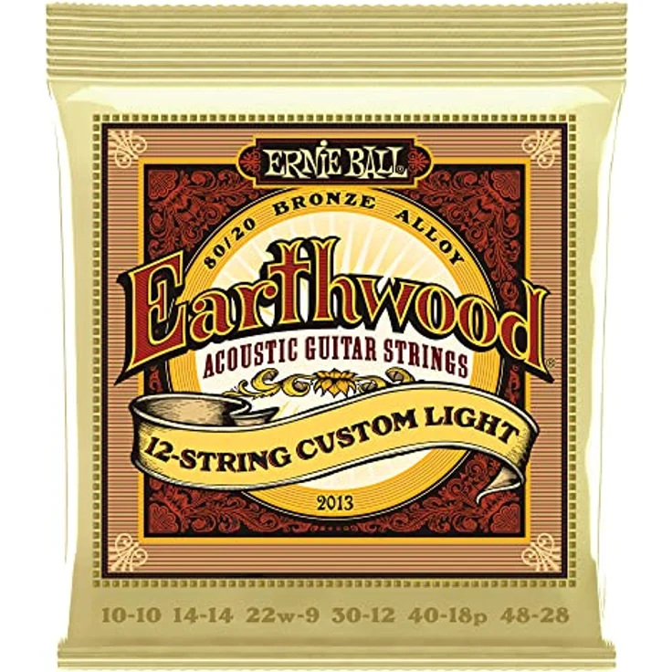 Ernie Ball Earthwood Custom Light 12-Saiter Akustik-Gitarrensaiten, 80/20-Bronze, Stärke 10–48, wetterfest verpackt – Bild 1