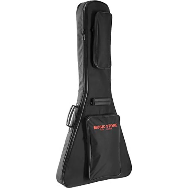 MUSIC STORE Deluxe Gigbag für E-Gitarren, robust, wasserabweisend, 20 mm Polsterung, Zubehörfach, Rucksacktragegurte, Schwarz/Rot – Bild 1