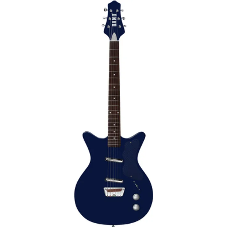 Danelectro Dan O. Cool Blue, E-Gitarre mit semi-hollow Korpus, 2 Lipstick Dano 50's Single Coils, Aluminium-Sattel, blau