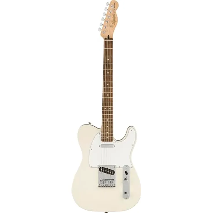 Squier by Fender Affinity Series Telecaster, E-Gitarre mit indischem Lorbeergriffbrett, Olympisch Weiß, inklusive kostenloser virtueller Kurse auf Fender Play