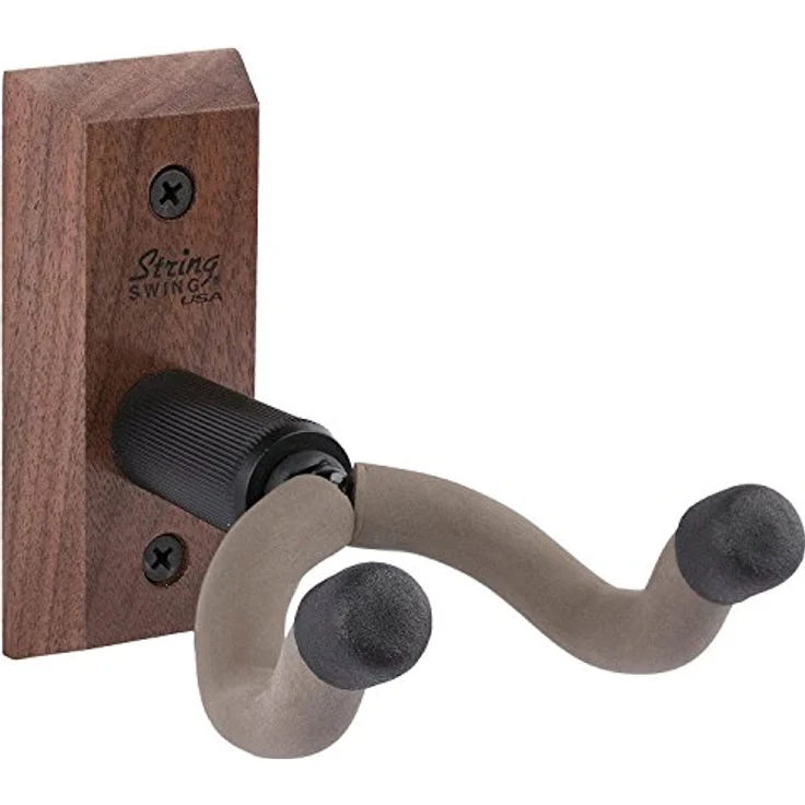 String Swing CC01K Guitar Wall Hanger, Gitarrenwandhalter aus schwarzem Nussbaum mit tiefem Bügeldesign für unterschiedliche Gitarrenarten – Bild 1