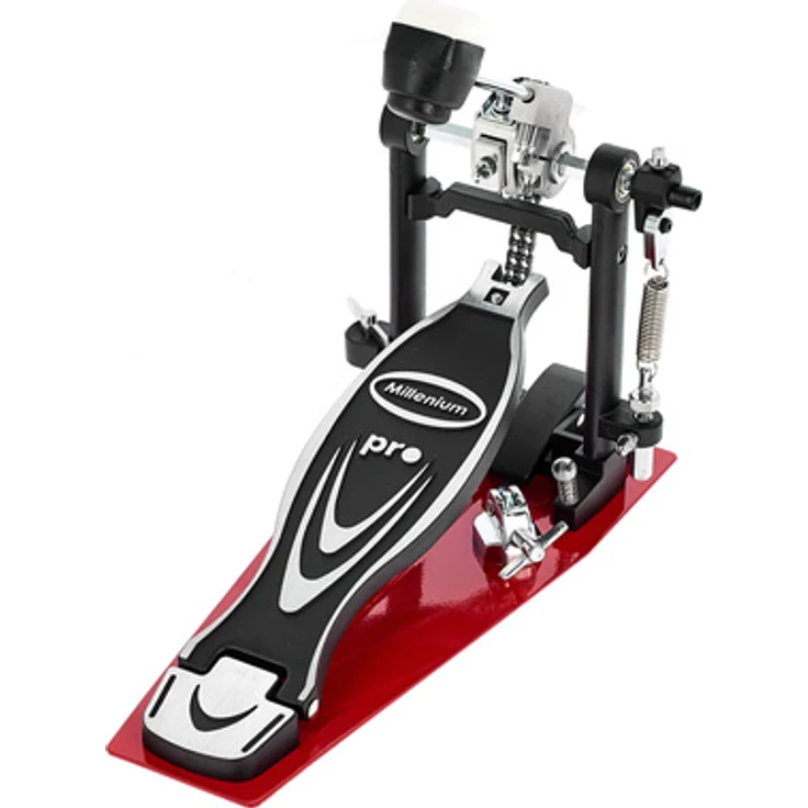 Millenium PD-122 Pro Bass Drum Pedal, Aluminium Fußmaschine mit Stahlbodenplatte und Doppelkettenantrieb