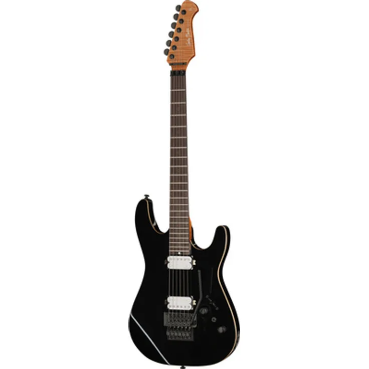 Harley Benton Fusion-IV HH RW FR, E-Gitarre mit Nyatoh Korpus, geröstetem Ahorn Hals, Floyd Rose Brücke und Black Metallic Hochglanz Finish