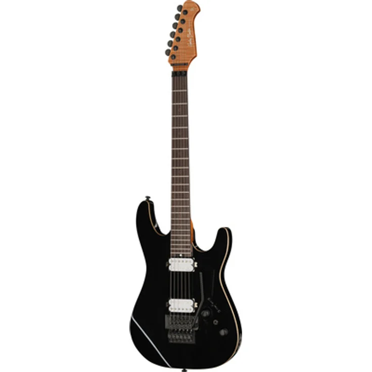 Harley Benton Fusion-IV HH RW FR, E-Gitarre mit Nyatoh Korpus, geröstetem Ahorn Hals, Floyd Rose Brücke und Black Metallic Hochglanz Finish