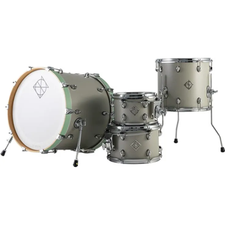 Dixon 20" Cornerstone Hybrid Set SCG, 4-teiliges Schlagzeuggarnitur aus nordamerikanischem Ahorn, Satin Cement Grey mit Chrome Hardware
