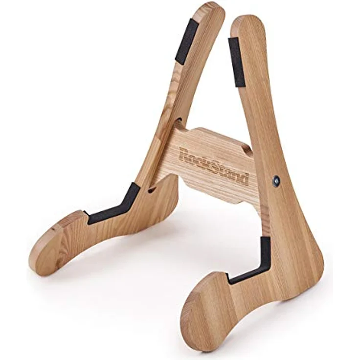 Rockstand Wood A-Frame Stand Natural, Gitarrenständer aus massivem Eschenholz mit Filz- und Gummi-Applikationen, geeignet für elektrische Gitarren und Bässe, Natural Oak Oberfläche – Bild 2