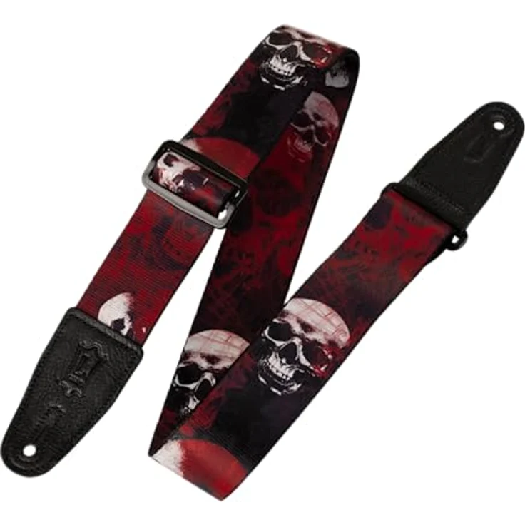 Levys Poly Print Strap 2" Skull, Gitarrengurt aus Polyester mit Lederendstück, mehrfarbig, maximale Länge 165 cm – Bild 1