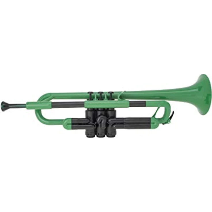 PINSTRUMENTS pTrumpet 700628, Bb-Trompete aus ABS-Kunststoff mit Tasche und 2 Mundstücken, grün, schallstück 124 mm – Bild 2