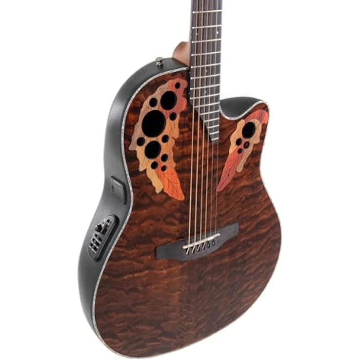 Ovation Celebrity Elite Plus CE44P-TGE-G, Westerngitarre mit Cutaway, Wölkchenahorn Decke, Tiger Eye Brown, CP-100 Slimline Pickup mit OP-4CT Preamp – Bild 3