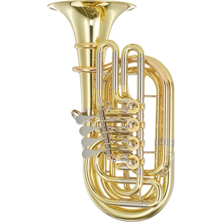 Melton 14-L Trolley F-Tuba, kompakte Messing-Tuba mit 4 Drehventilen, inkl. Übungsdämpfer und Gigbag, Klarlack lackiert