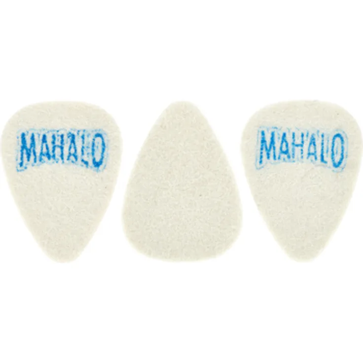 Mahalo Medium Felt Picks, Set mit 3 Filz-Plektren, Stärke Medium, abgerundete Spitze