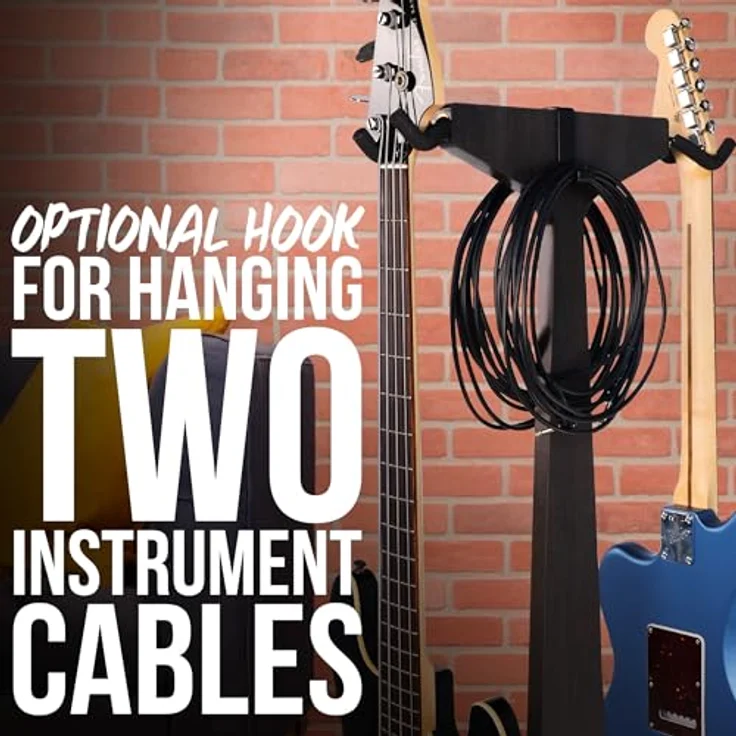 Gator Frameworks Elite Series Doppel-Gitarrenständer, Ahorn Natur, stabiler Sperrholzbasis für 2 Instrumente, gummierte Bügel und Kabelhaken – Bild 3