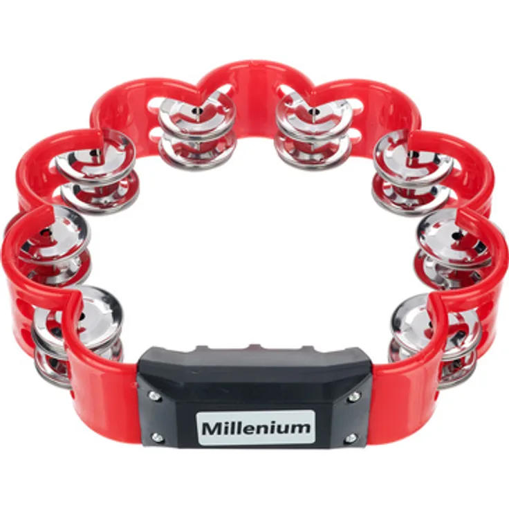 Millenium RT100 RD, Rundtambourin mit 16 Paar Schellen, rot, Durchmesser 25 cm