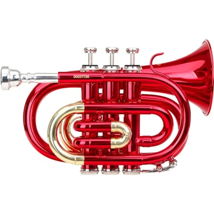 Classic Cantabile Brass TT-400 Bb-Taschentrompete, Messing mit 93 mm Schallbecher, 11,8 mm Bohrung, inkl. Leichtkoffer, Mundstück, Putztuch, Handschuhe, rot – Bild 1