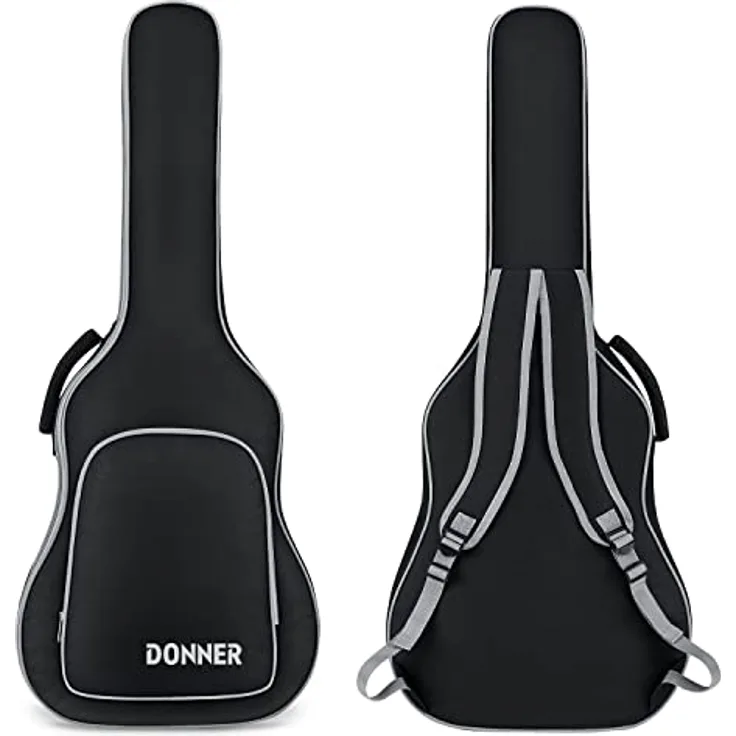 Donner Gitarrentasche Gig Bag für 40/41 Zoll Akustikgitarre, 5mm gepolstert, wasserdicht, schwarz
