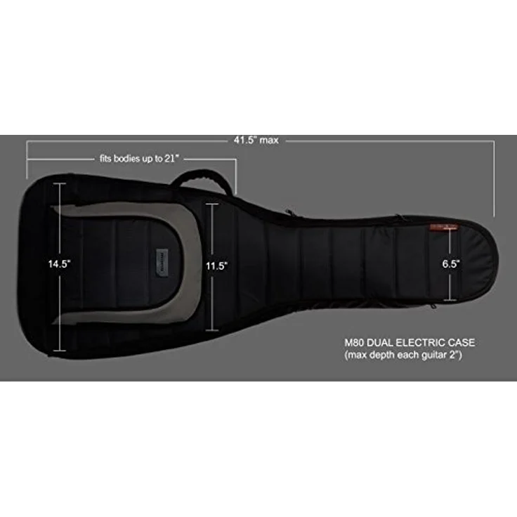 Mono Cases Dual Electric Guitar M80-2G-BLK, professionelles Gigbag für 2 E-Gitarren mit Hybrid-Case, Wasserabweisender Sharkskin Oberfläche und integriertem Headlock System, schwarz – Bild 7