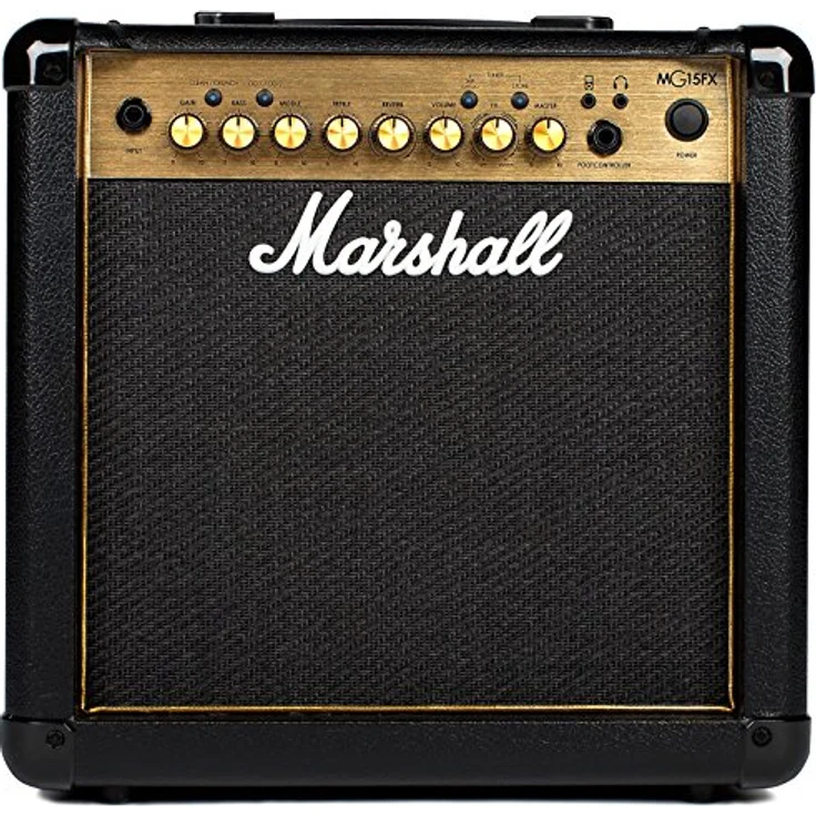 Marshall MG15GFX, Gitarren-Combo-Verstärker mit 15 Watt, 4 Kanälen und integriertem FX, Schwarz und Gold – Bild 2