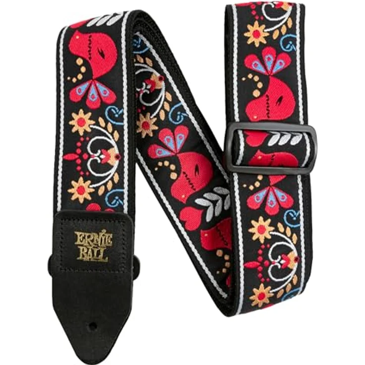 Ernie Ball E-Guitar Strap Redbird Rising, Gitarrengurt aus Polypropylen mit Lederenden, verstellbar von 104 cm bis 183 cm, 51 mm breit, Jacquard-Muster in Redbird Rising – Bild 2