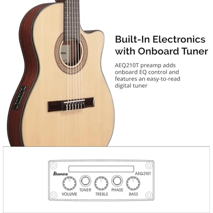 Ibanez GA35TCE-NT, Thinline Konzertgitarre mit Fichtendecke, Sapele Korpus, Palisander Griffbrett, Natur Hochglanz – Bild 6