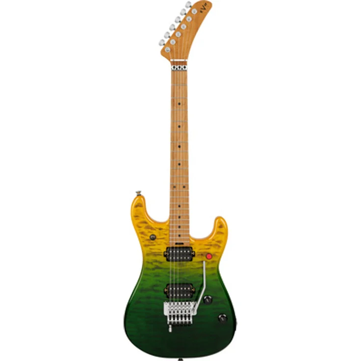 Evh 5150 DX Baked Maple LMZ, ST-Style E-Gitarre mit Linde-Korpus, Wölkchenahorn-Decke, Floyd Rose Tremolo, Limeade Zest