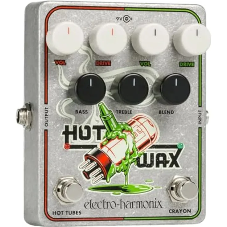 Electro Harmonix Hot Wax Dual Overdrive, Overdrive-Pedal mit Crayon und Hot Tubes, ideal für Gitarre & Bass, made in USA