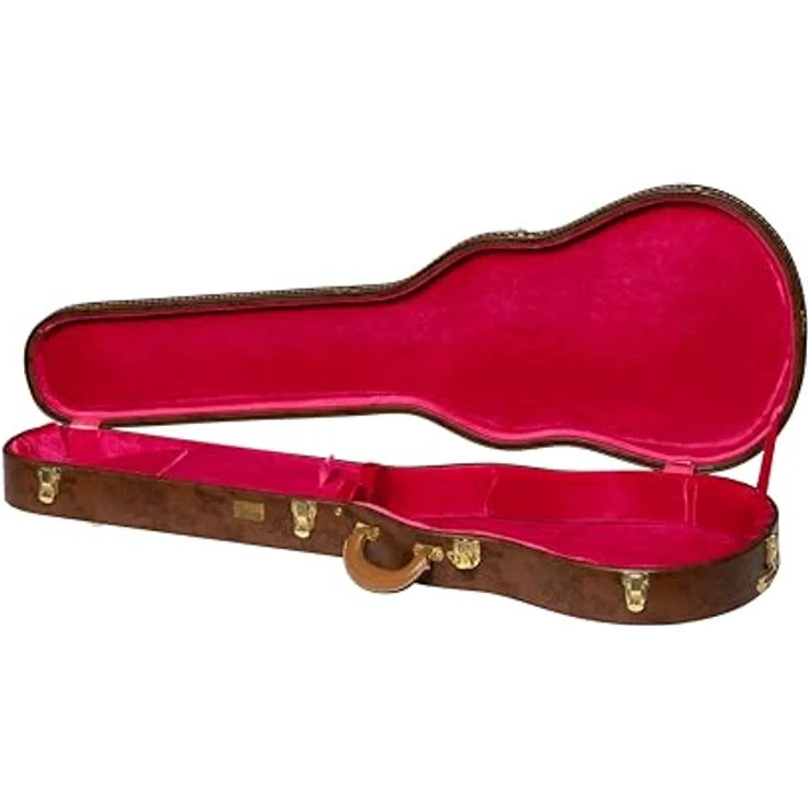 Gibson LP Lifton Historic Case, Gitarrenkoffer für Les Paul Modelle mit robusten Verschlüssen und pinkem Plüsch, braun – Bild 2