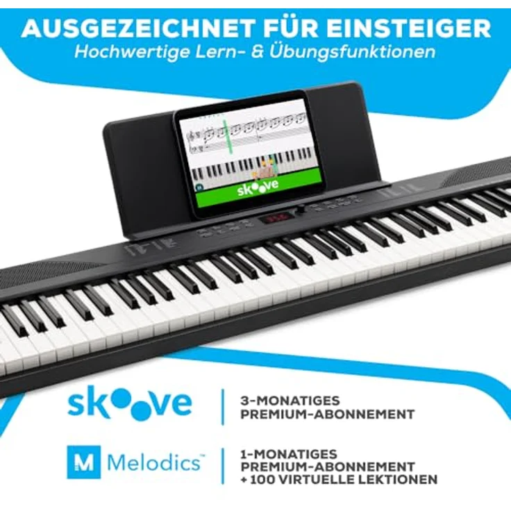 Alesis Recital Pro E-Piano, 88 Tasten, 480 Sounds, USB-MIDI, inklusive Tragetasche, Ständer, Kopfhörer, Pedal und Klavierlektionen für Anfänger – Bild 3