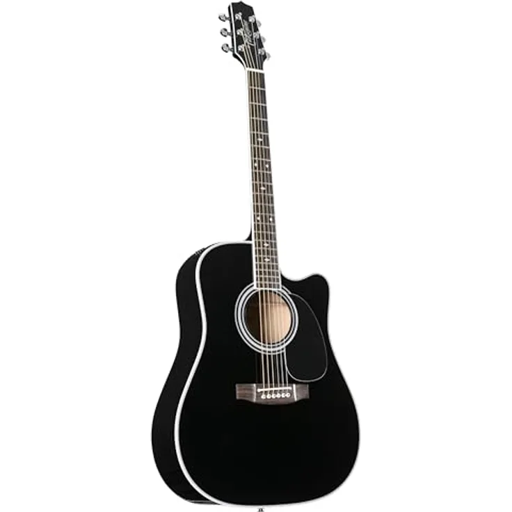 Takamine EF341SC Dreadnought Westerngitarre, massive Zederndecke, Palisander Griffbrett, CT4BII Preamp, schwarzer Hochglanz, inkl. Softcase