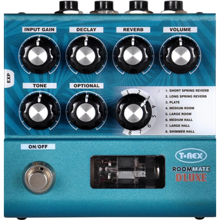 T-Rex RoomMate D'luxe Reverb, Effektpedal für E-Gitarre mit 8 Reverb Modi und warmem Vintage-Röhrensound
