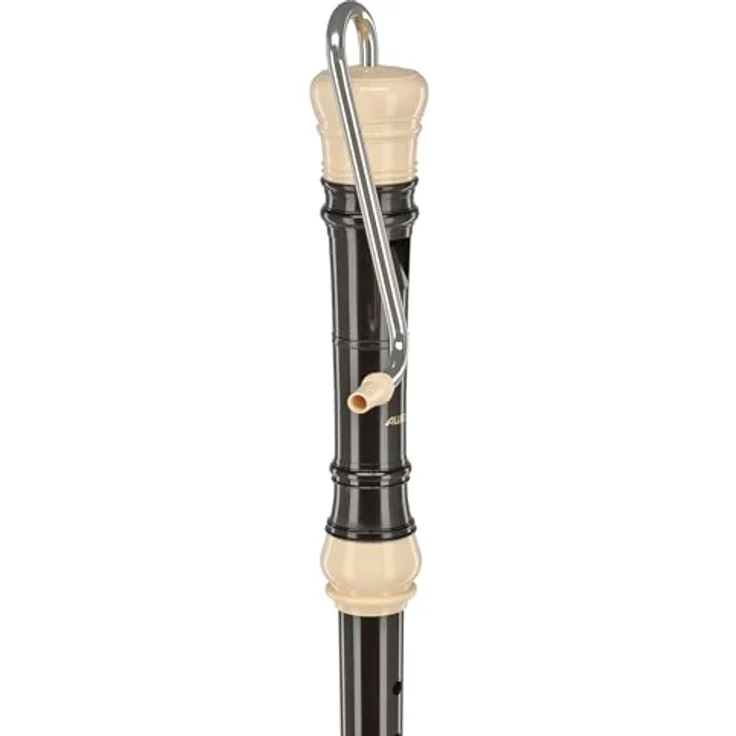Aulos 533B Symphony Bass Recorder, barocke Griffweise, gebogener Windkanal, 4 Klappen, elfenbeinfarbige Komponenten, dunkelbrauner Korpus, inkl. Tasche – Bild 2