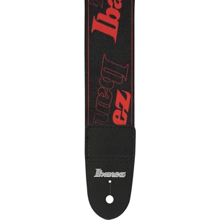 Ibanez GSD50-RD, Gitarrengurt aus Polyester mit Leder-Enden, schwarz-rot, 50 mm breit, verstellbar von 930 mm bis 1700 mm – Bild 4