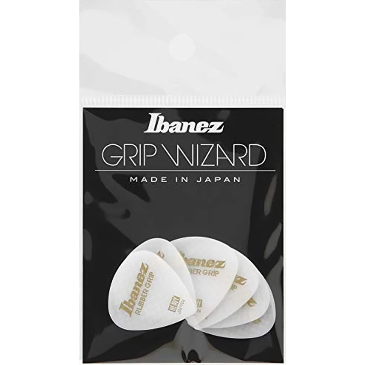 Ibanez PPA16HRG Pick Set, Plektrum Set mit 6 Stück, weiß, 1,00mm, Rubber Grip, Short Teardrop Shape – Bild 1