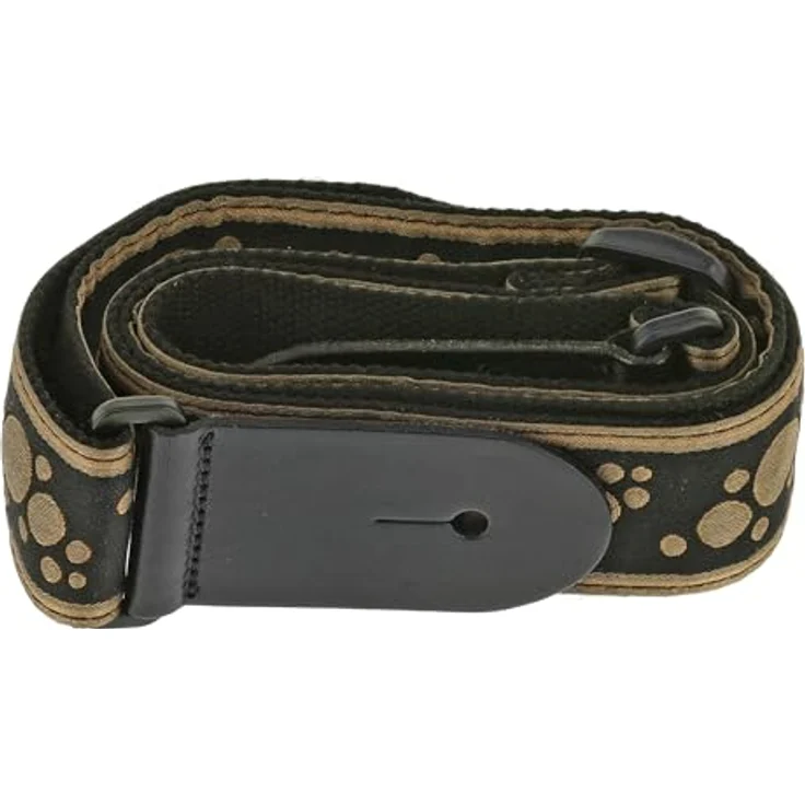 Ovation Soundhole Retro Gold, Gitarrengurt aus Nylon mit stabilen Lederenden, 50 mm breit, verstellbar von 84 cm bis 144 cm, goldfarben mit gesticktem Multi-Soundhole-Motiv – Bild 7