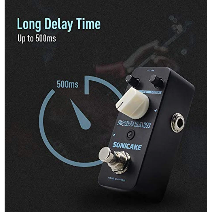 SONICAKE Digital Delay Pedal Echo Rain, Analog Style Hybrid mit 500ms Verzögerungszeit und MOD Funktion – Bild 3