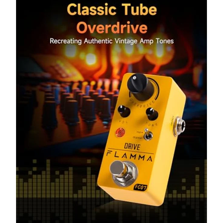 Flamma FC07 Overdrive, Overdrive-Pedal mit TS-Style-Sound, 2 Arbeitsmodi: Warm und Hot, 9V Stromverbrauch – Bild 3